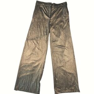 Joie Bronze Gold Wide Leg Pants High Rise Size 10 Glitter Shimmer Trousers Metal